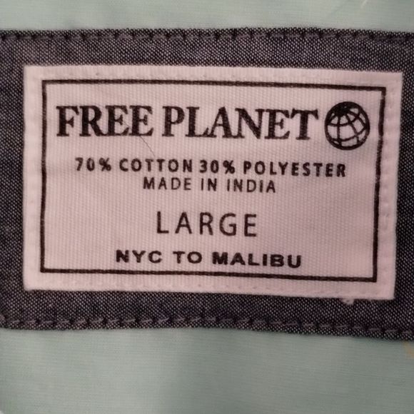 Free planet New York City to Malibu large Hawaiian style all over print shirt - Picture 2 of 4